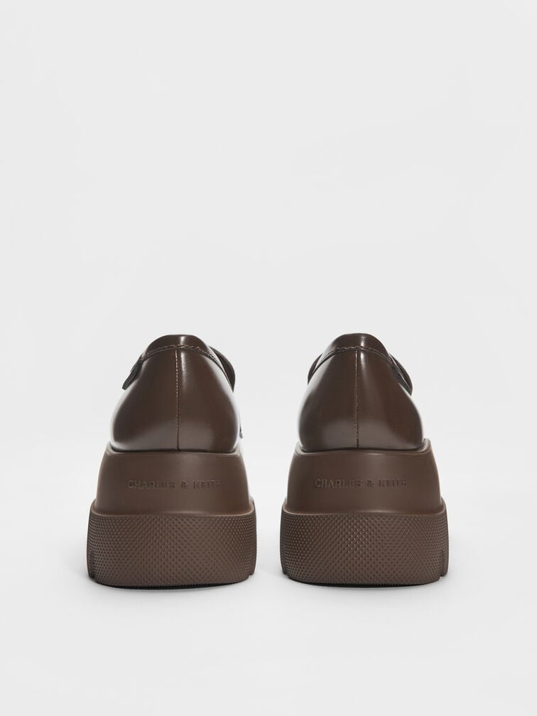 Leoi Platform Penny Loafers, Dark Brown, hi-res