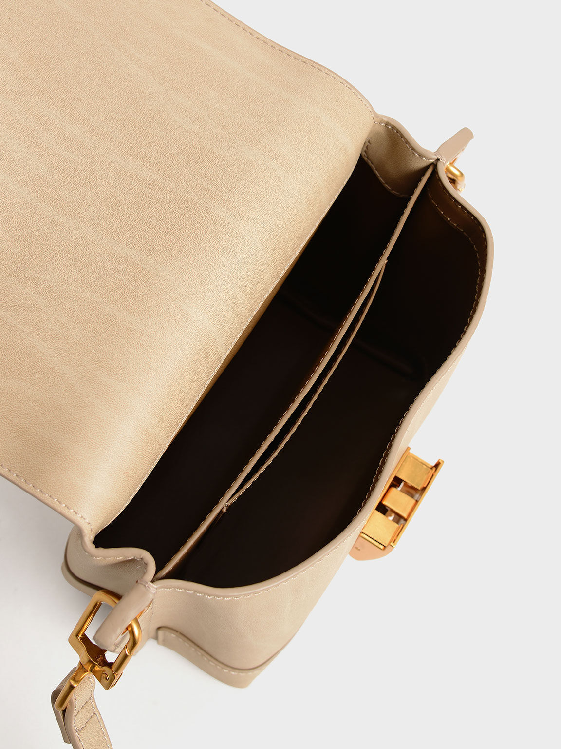 Juniper Metallic Push-Lock Crossbody Bag, Beige, hi-res