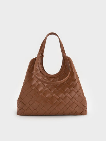 Ivette Woven Tote Bag, Chocolate, hi-res