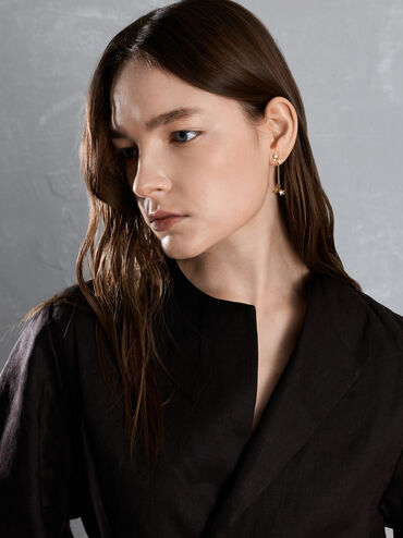 Pendientes colgantes de estrella de cristal con diseño de hada de jengibre Athalia, Dorado, hi-res