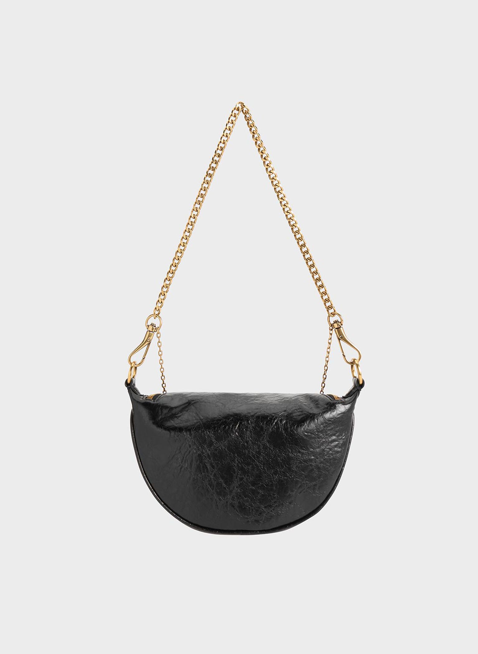 Philomena Half-Moon Crossbody Bag, Black, hi-res