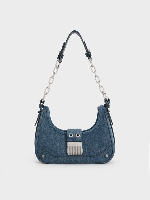 Winslet Denim Belted Hobo Bag, Denim Blue, hi-res