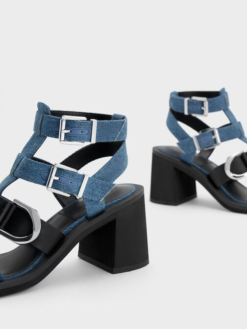 Gabine Denim Gladiator Sandals, Blue, hi-res