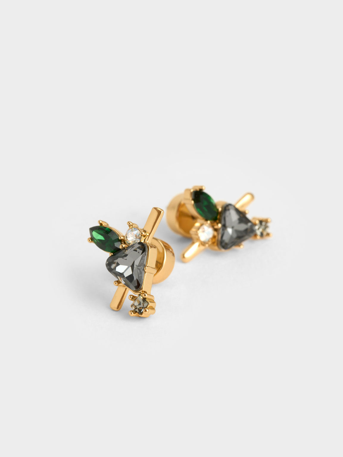 Crystal-Embellished Earrings, Gold, hi-res
