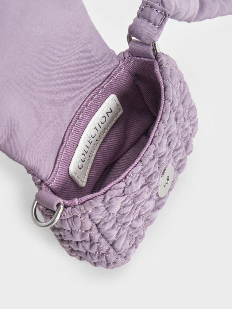 Nylon Ruched Mini Bag, Lilac, hi-res