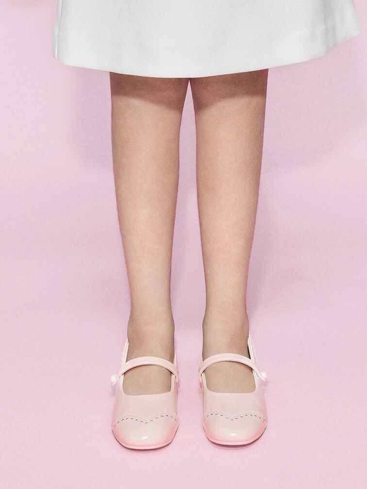 Marianne Girls' Heart Mary Jane Flats, Light Pink, hi-res