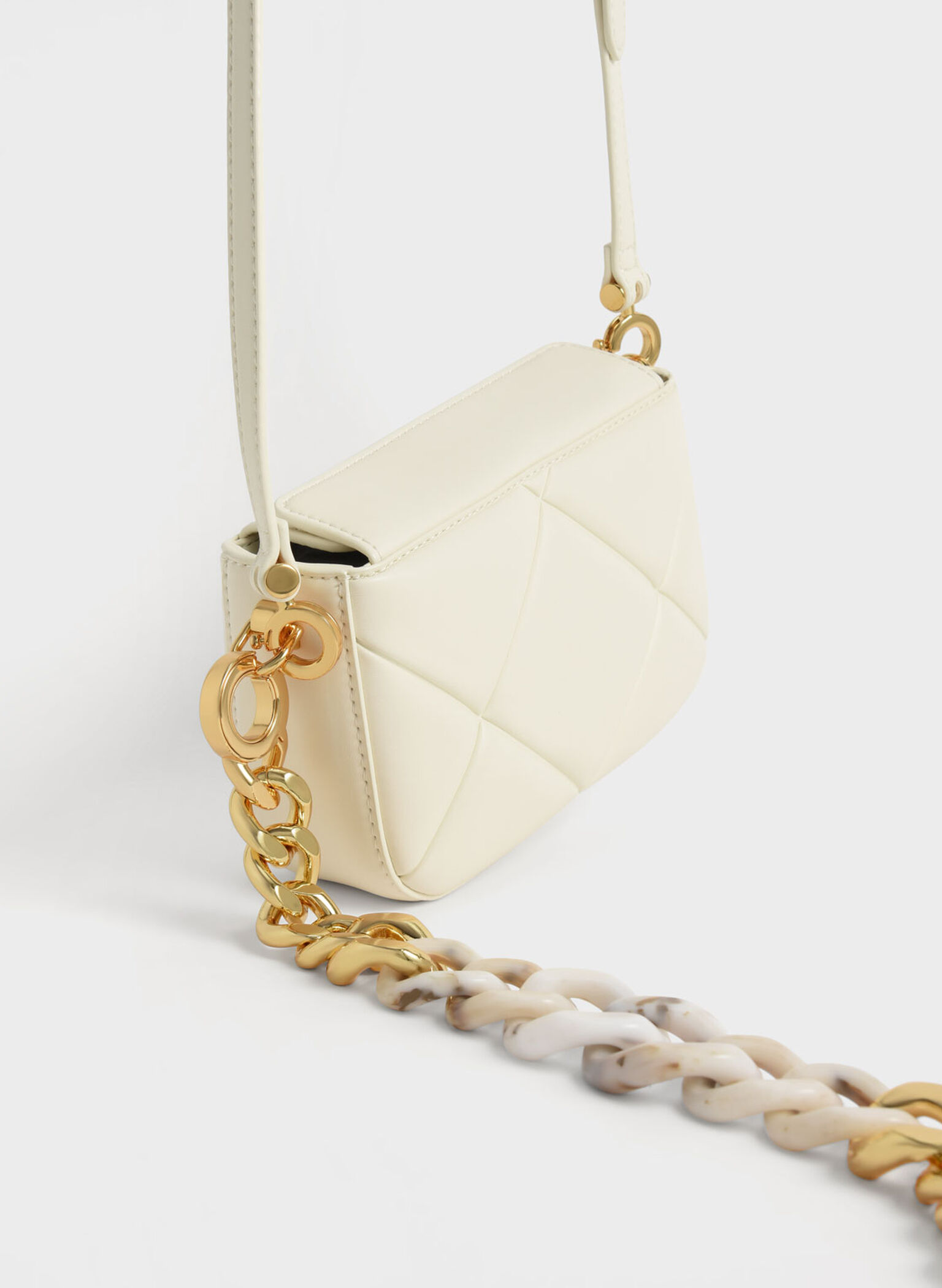 Mini Danika Chunky Chain Padded Bag, Cream, hi-res