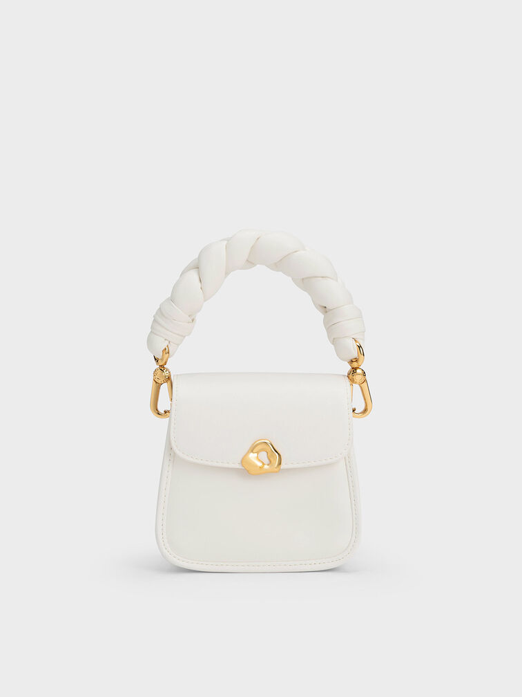 Moira Braided Handle Pouch, White, hi-res