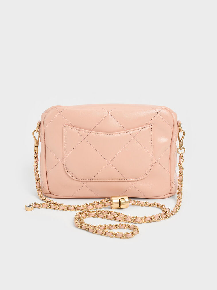 Apfra Quilted Crossbody Bag, Pink, hi-res