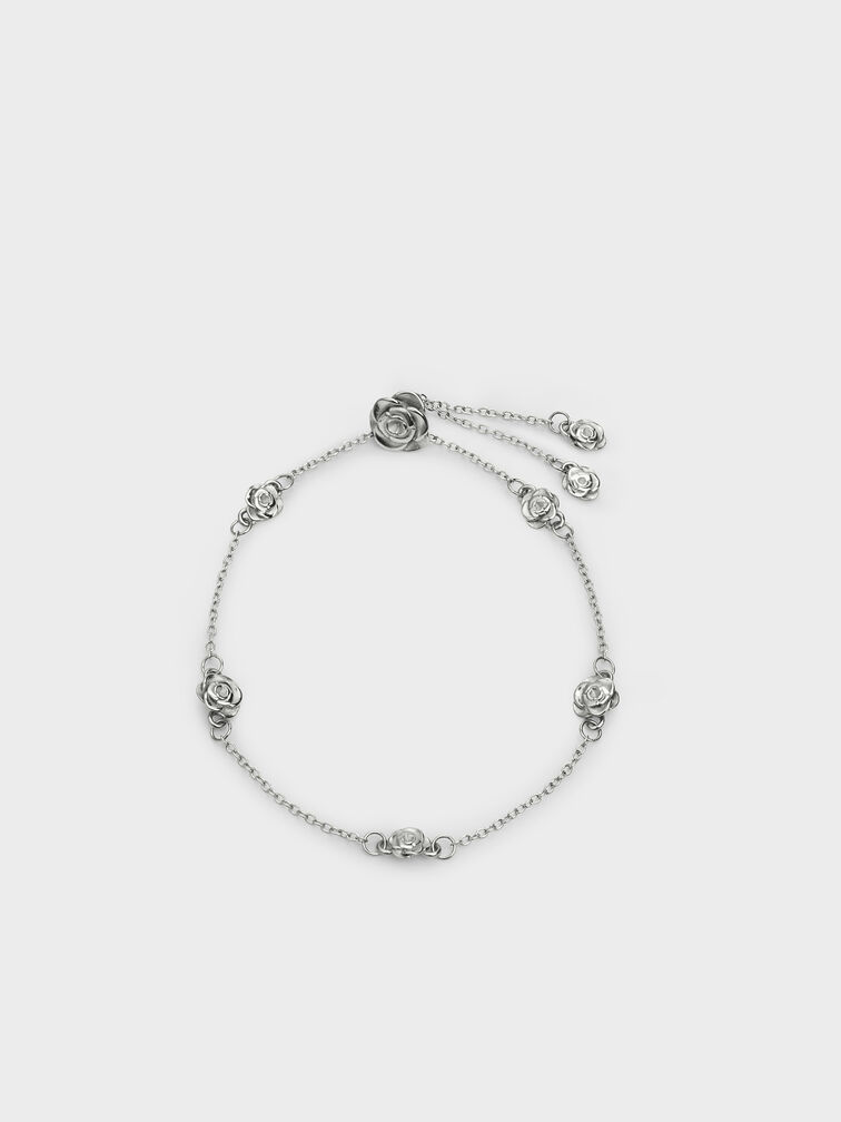 Pulseira Rosalind com motivos florais, Brushed Silver, hi-res