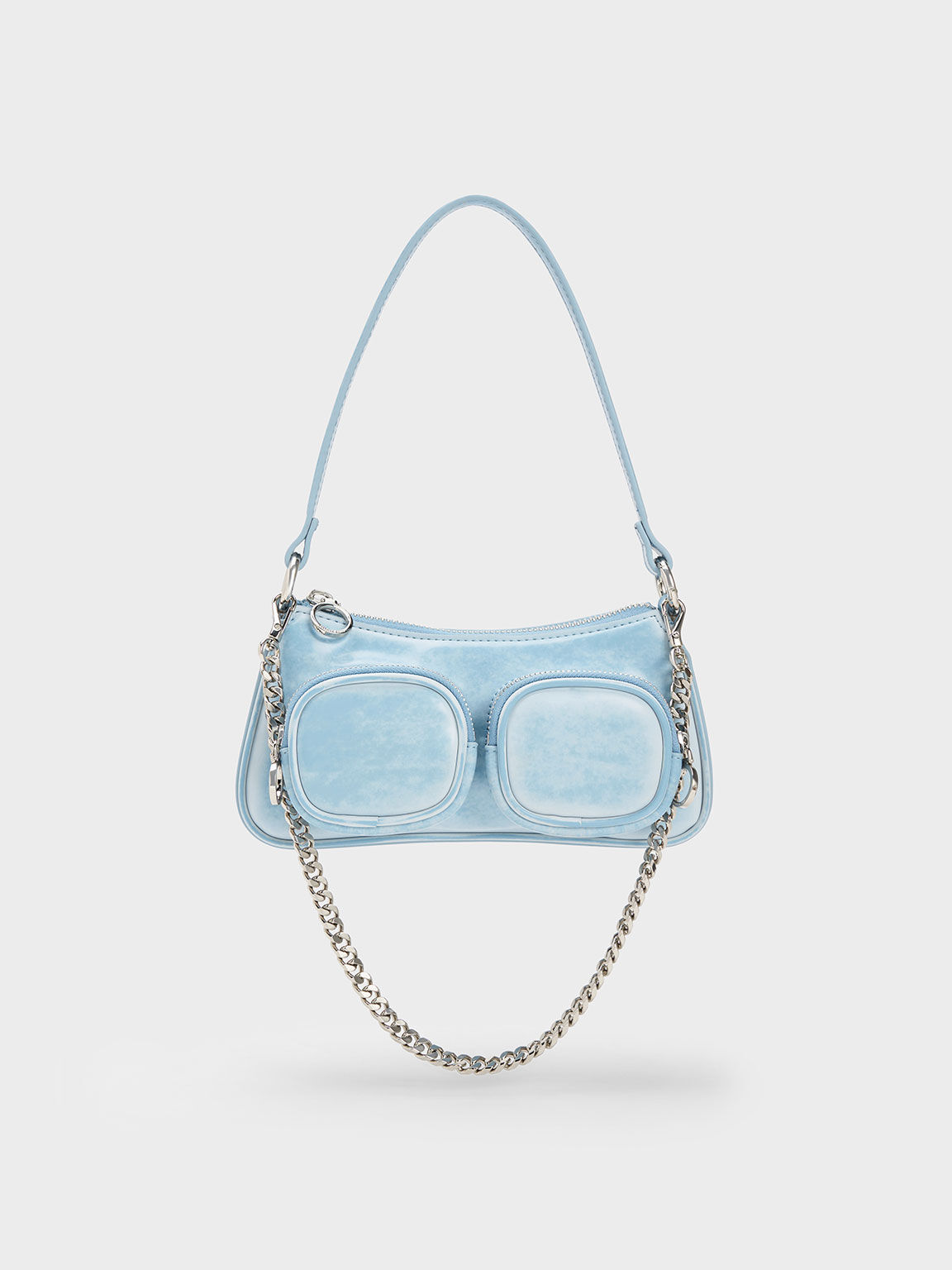 Letitia Chain-Link Shoulder Bag, Light Blue, hi-res