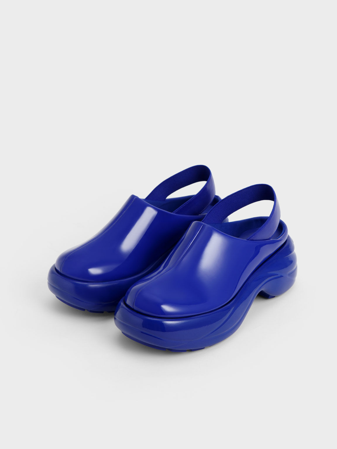 Roony 漆皮厚底懶人鞋, 藍色, hi-res