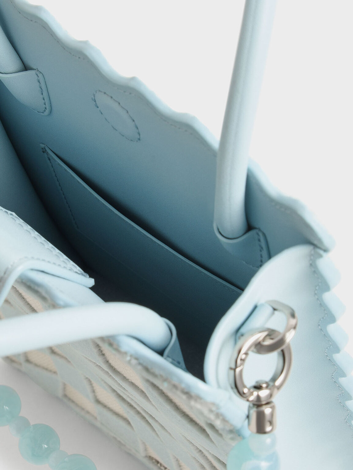 Rowan Beaded Checkered Tote Bag, Light Blue, hi-res