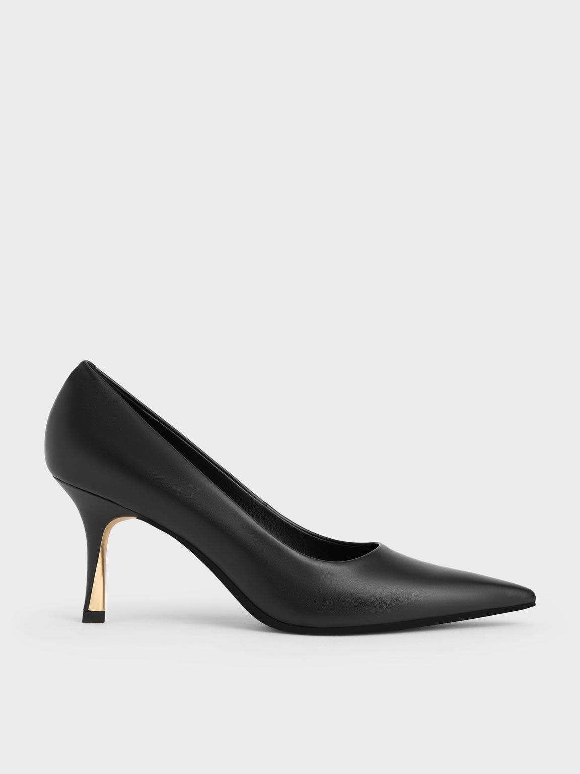 Sculptural Heel Pointed-Toe Pumps, Black, hi-res