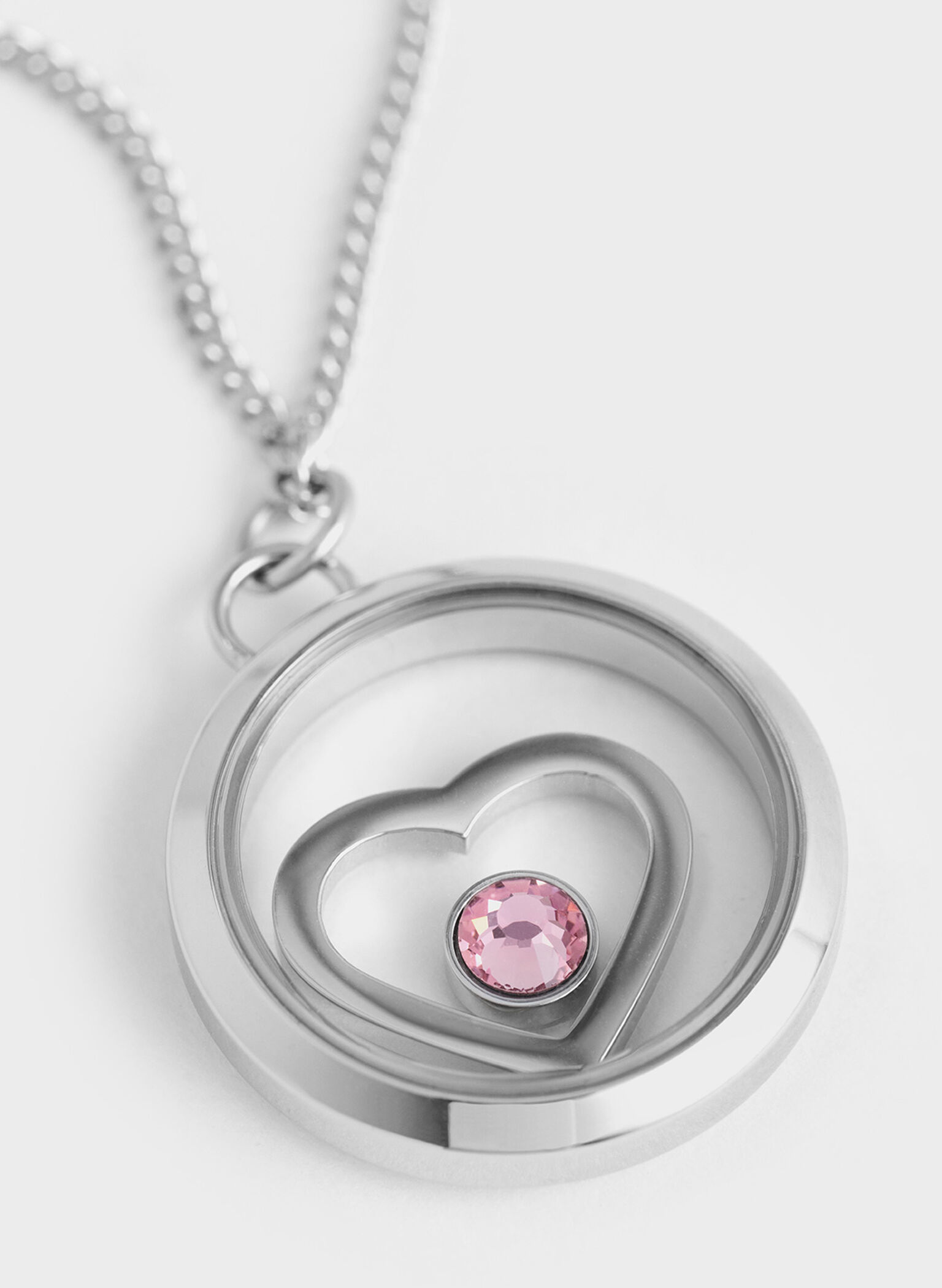Collar de cristal Malorie tipo corazón, Plateado, hi-res