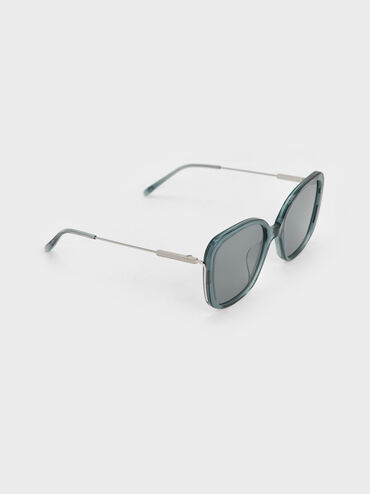Renee Recycled Acetate Butterfly Sunglasses, Teal, hi-res