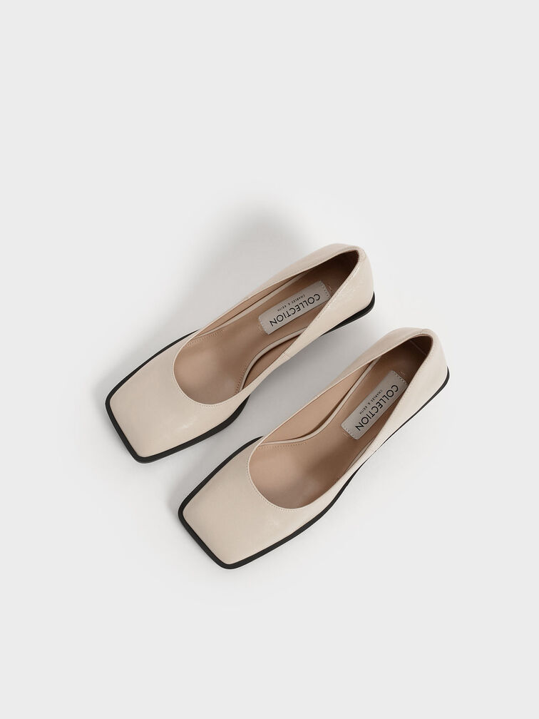 Sculptural Heel Pumps (Kid Leather), Beige, hi-res