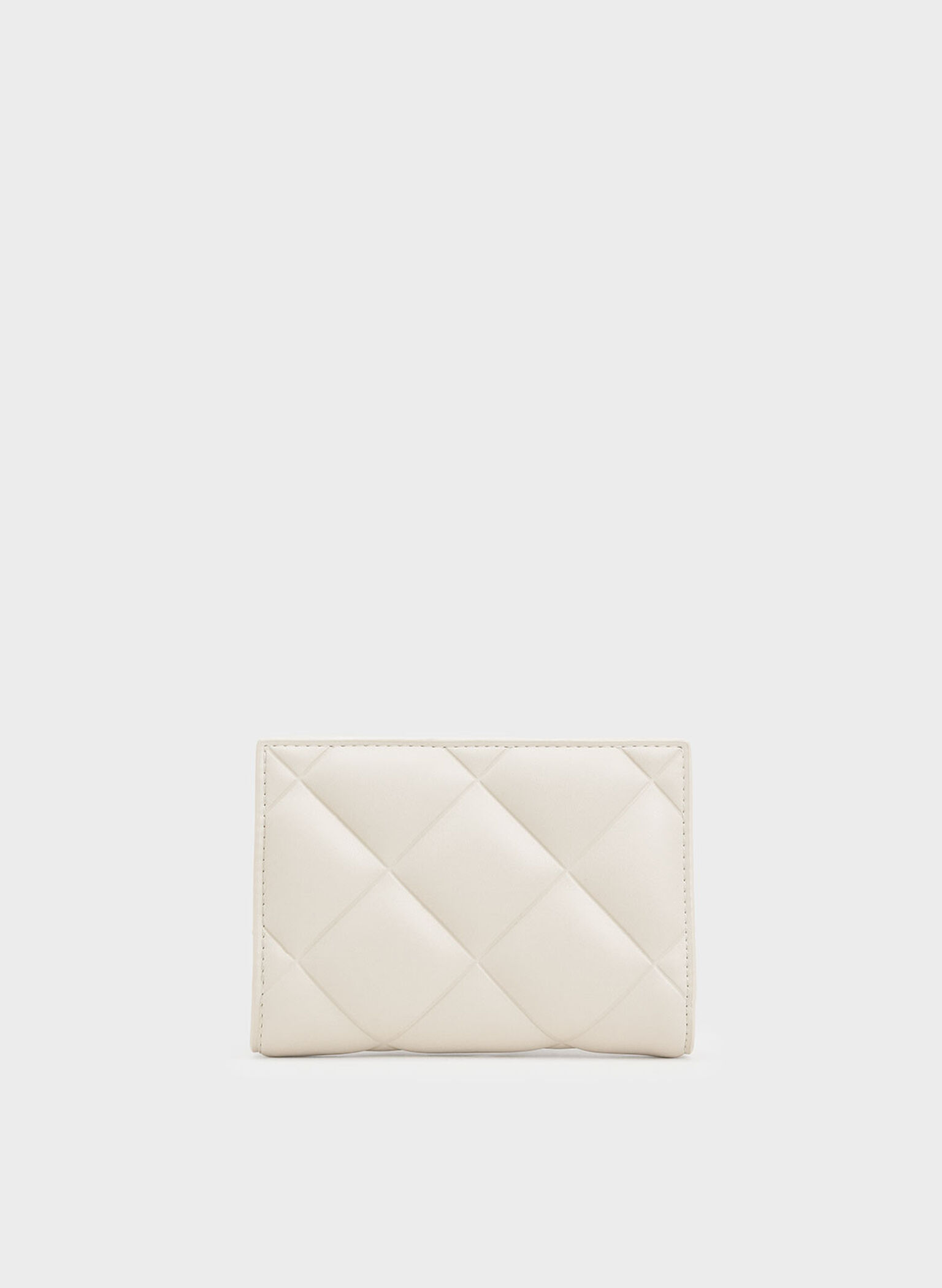 Cream Gemma Quilted Card Holder - CHARLES & KEITH US