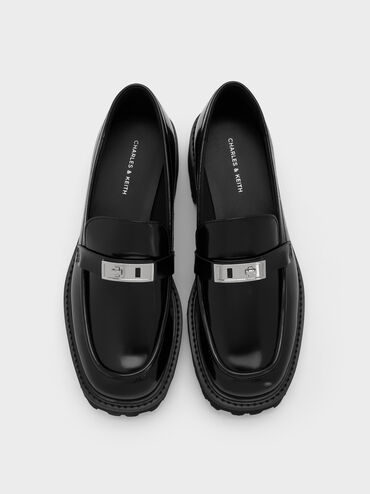 Lando Metallic-Accent Platform Loafers, Black Box, hi-res