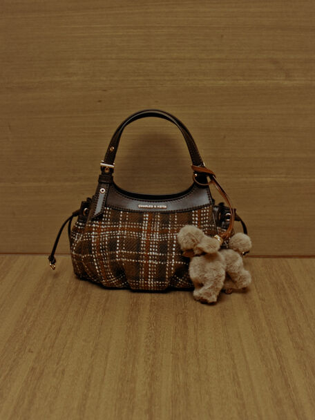 Mini Lillith Checkered Drawstring Bucket Bag, Multi, hi-res