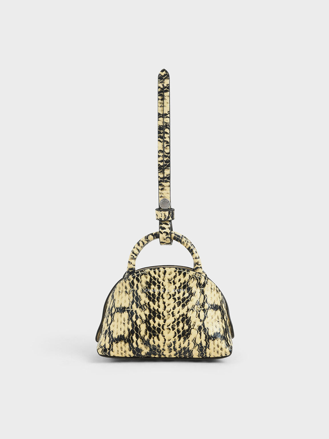 Snake Print Mini Dome Pouch, Yellow, hi-res