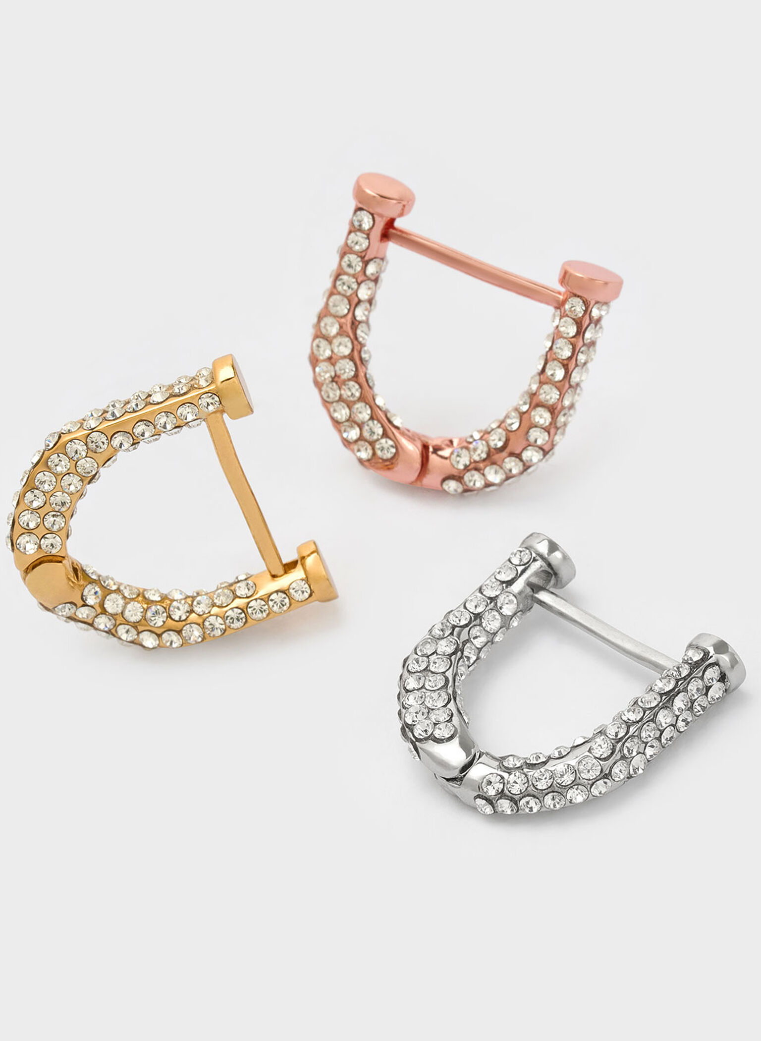 Gabine Swarovski Crystal Huggie Earrings, Rose Gold, hi-res