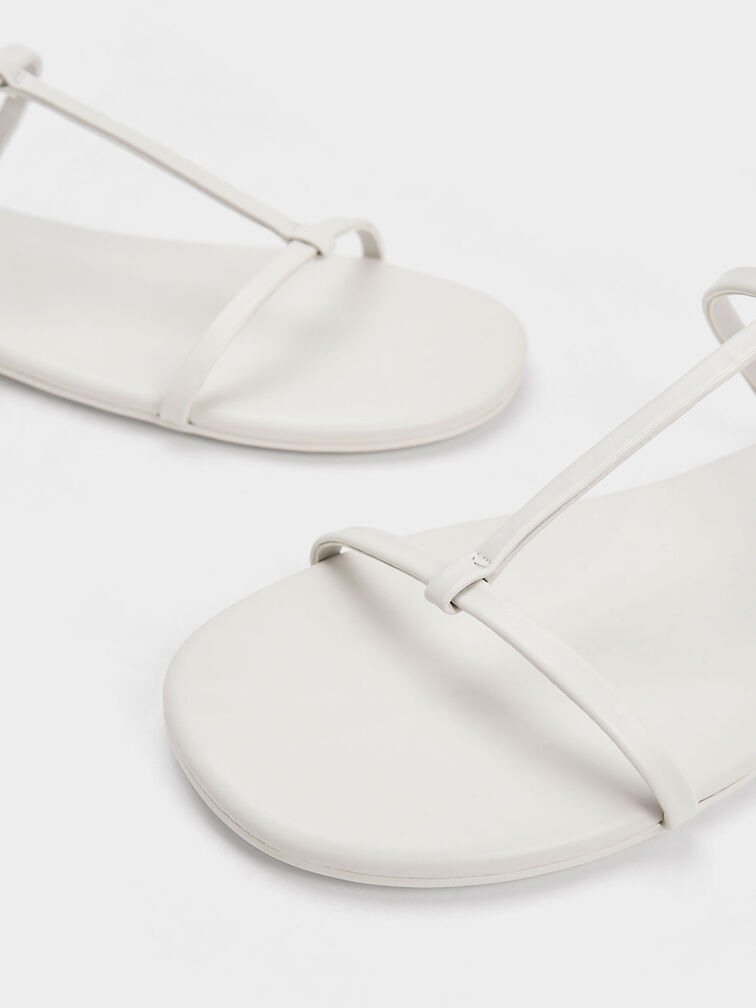 White T-Bar Ankle-Strap Sandals - CHARLES & KEITH SG
