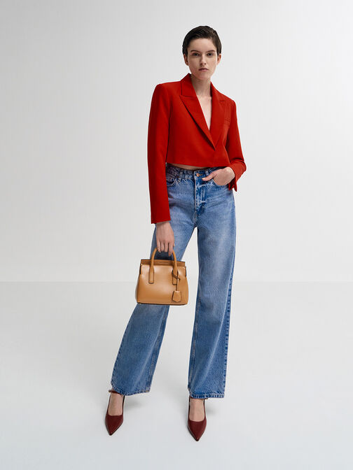 Bolso Rene estructurado con asa superior, Toffee, hi-res