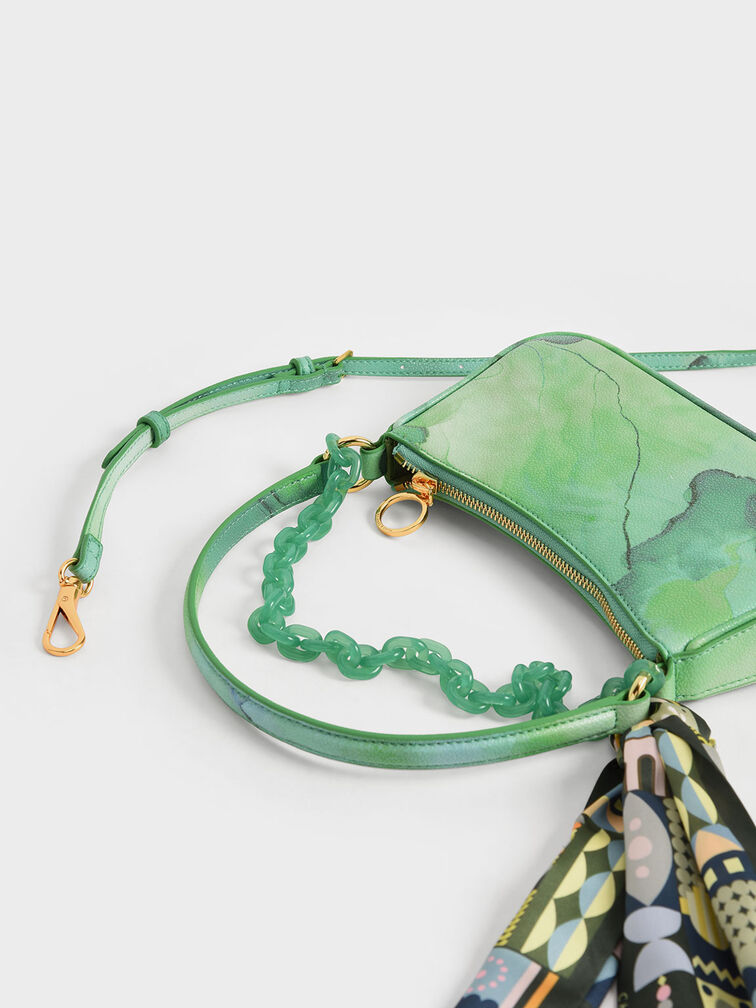 Alcott Scarf Chain-Link Shoulder Bag, Avocado, hi-res