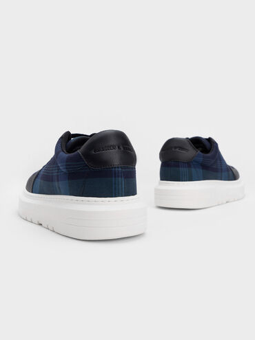 Stevie Tartan Print Sneakers, Black, hi-res