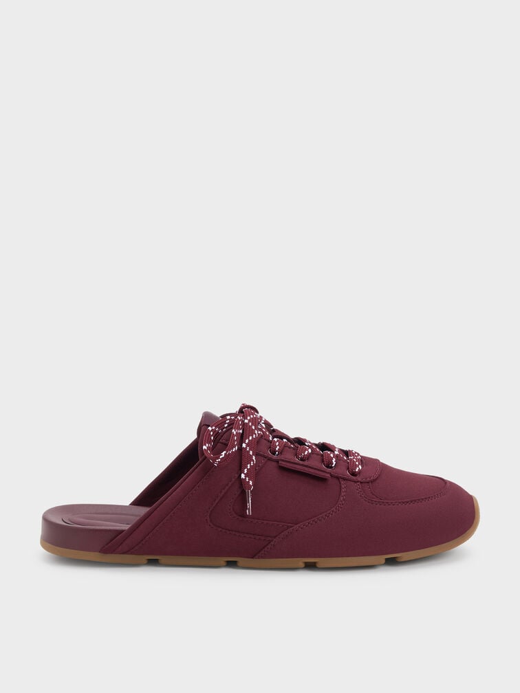 Lace-Up Slip-On Sneakers, Burgundy, hi-res