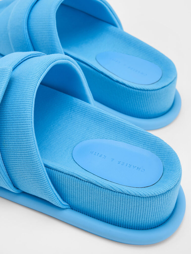 Blue Sinead Woven Buckled Slide Sandals - CHARLES & KEITH US