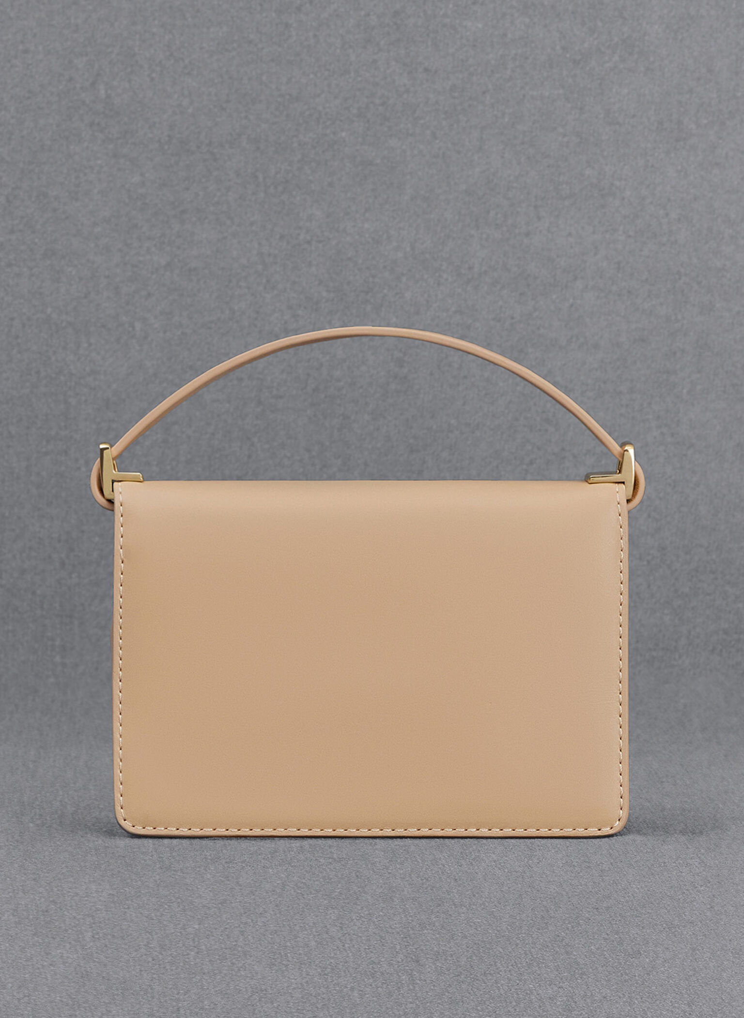 Leather Boxy Bag, Nude, hi-res