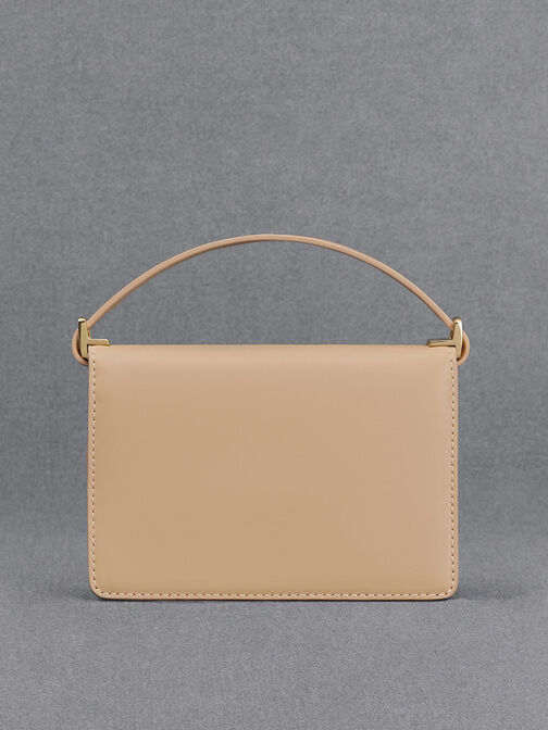 Leather Boxy Bag, Nude, hi-res