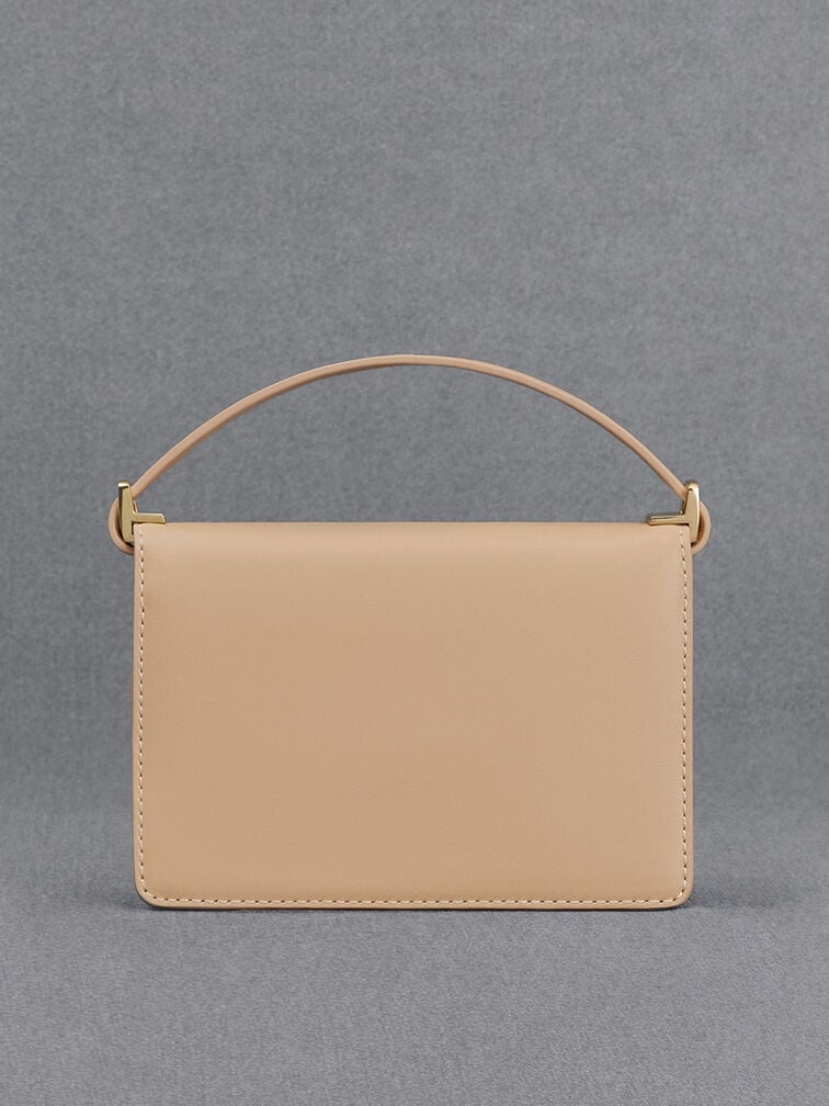 Leather Boxy Bag, Nude, hi-res