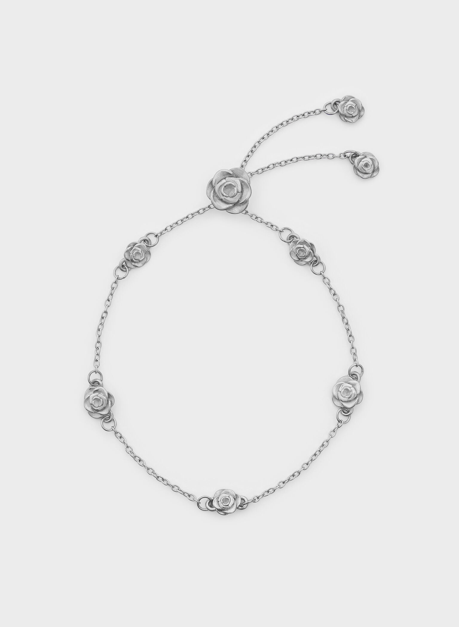 Rosalind Flower-Motif Bracelet, Brushed Silver, hi-res
