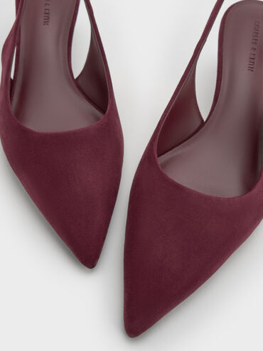 Ruthie Faux Suede Slingback Pumps, Burgundy, hi-res