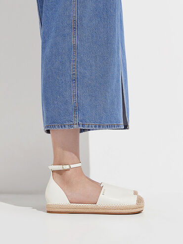 Ankle-Strap Espadrille Flats, Chalk, hi-res