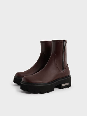 Imogen Side-Zip Ankle Boots, Dark Brown, hi-res