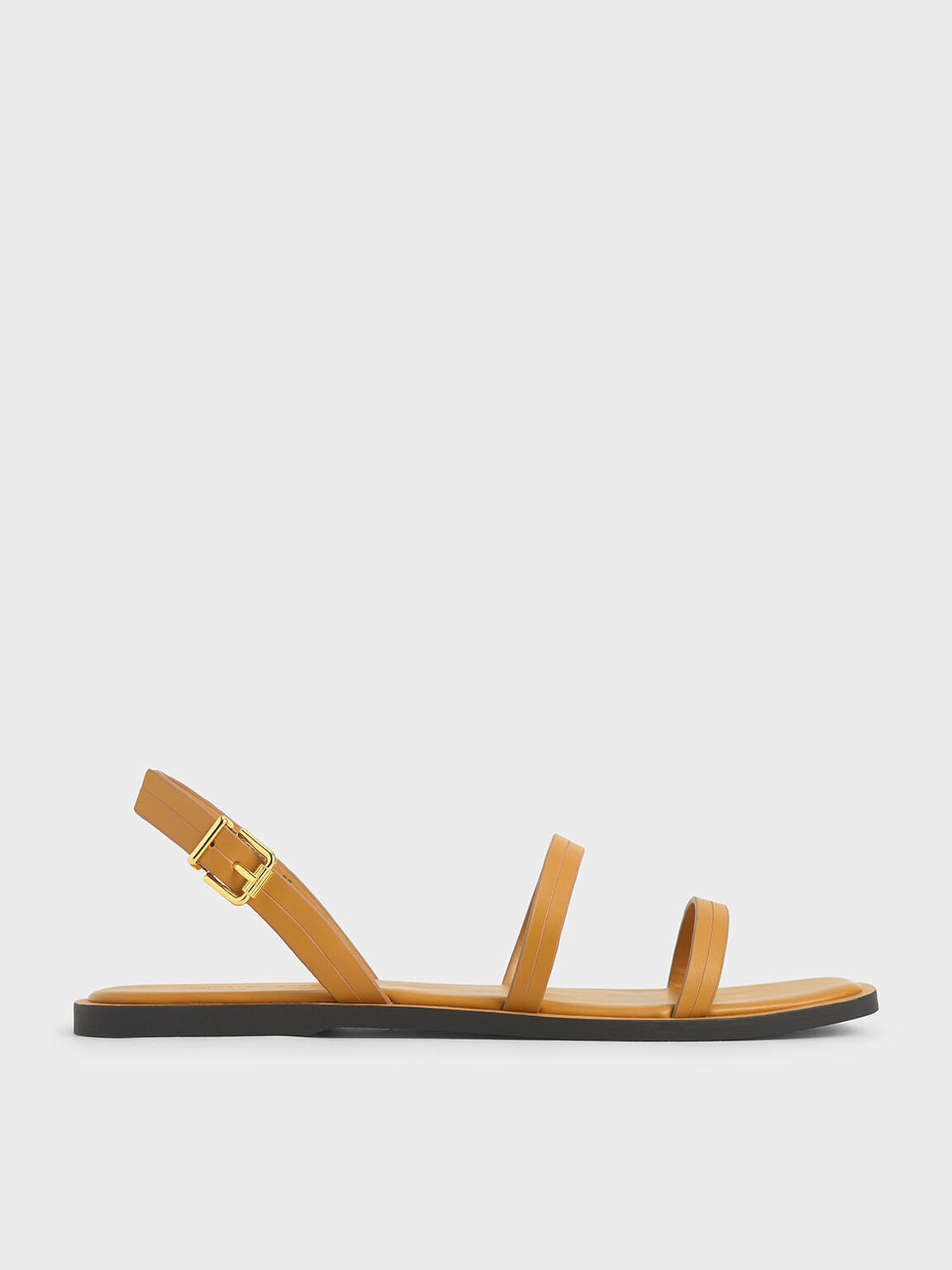 Mustard Double Strap Slingback Flats | CHARLES & KEITH US