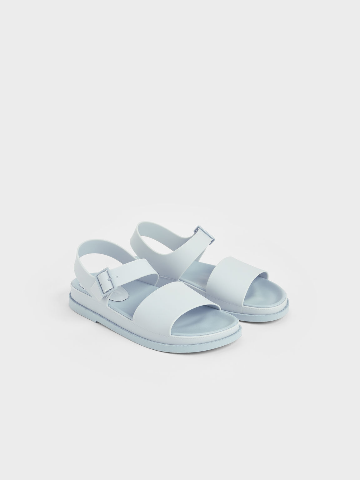 Buckle Strap Flatform Sandals, Light Blue, hi-res