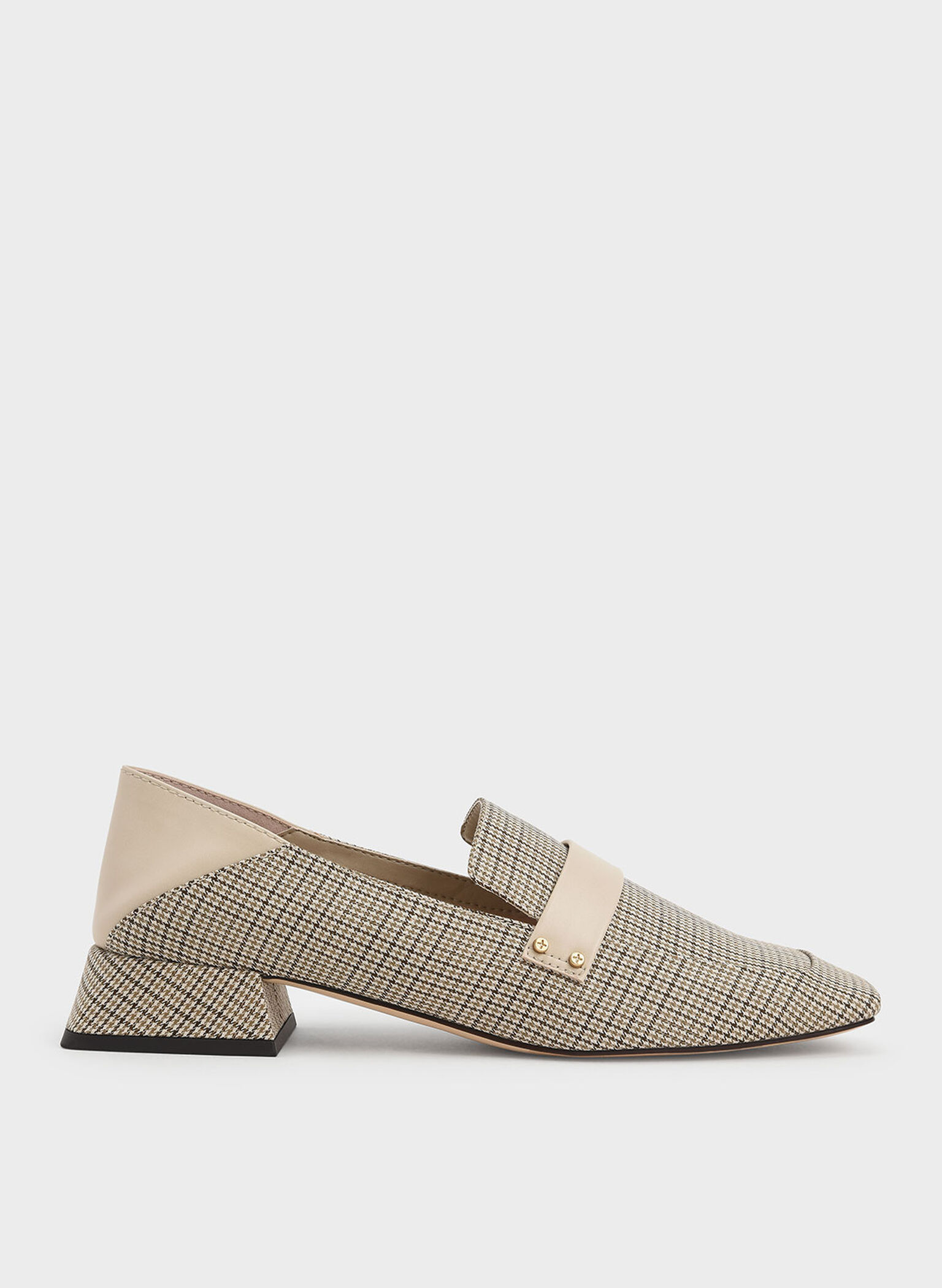 Houndstooth-Print Square-Toe Step-Back Penny Loafers, Multi, hi-res