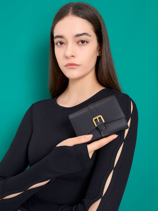 Annelise Belted Wallet, Black, hi-res