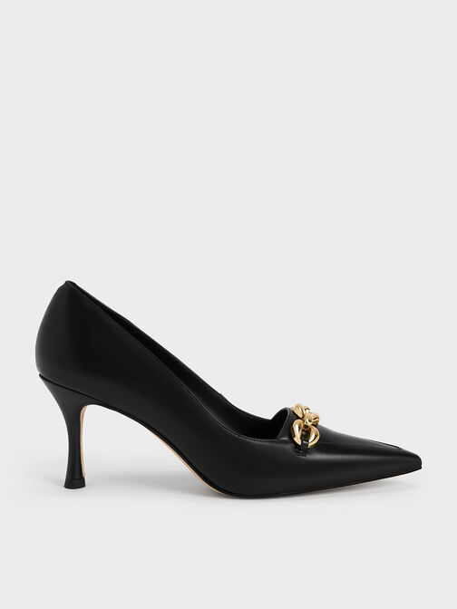 Avani Chunky Chain Stilleto Heel Pumps, Black, hi-res