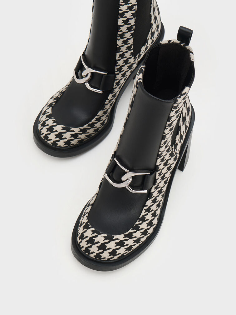 Gabine Houndstooth Block Heel Ankle Boots, Multi, hi-res