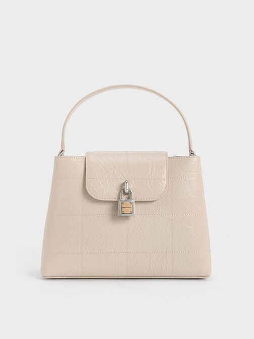 Suki Crinkle-Effect Top Handle Bag, Oat, hi-res