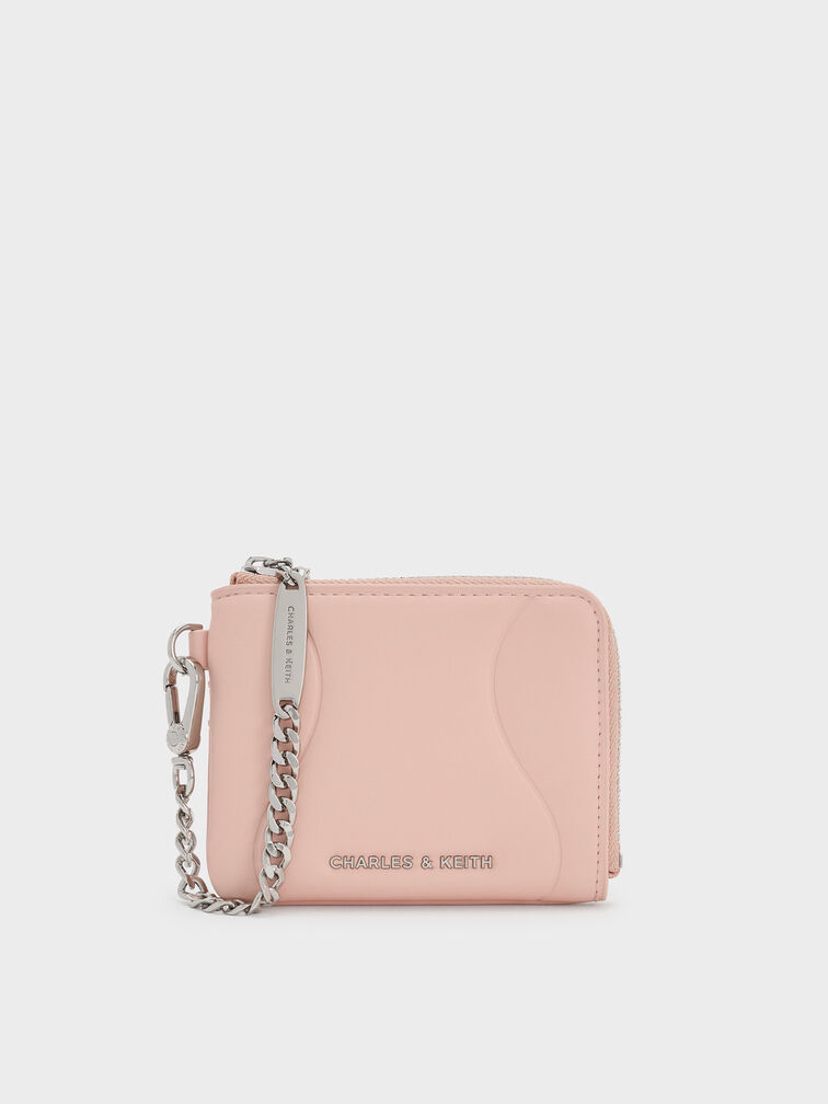 Nelly Wavy-Panel Chain-Strap Wristlet, Light Pink, hi-res