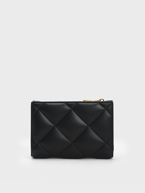Gemma Quilted Card Holder, Black, hi-res