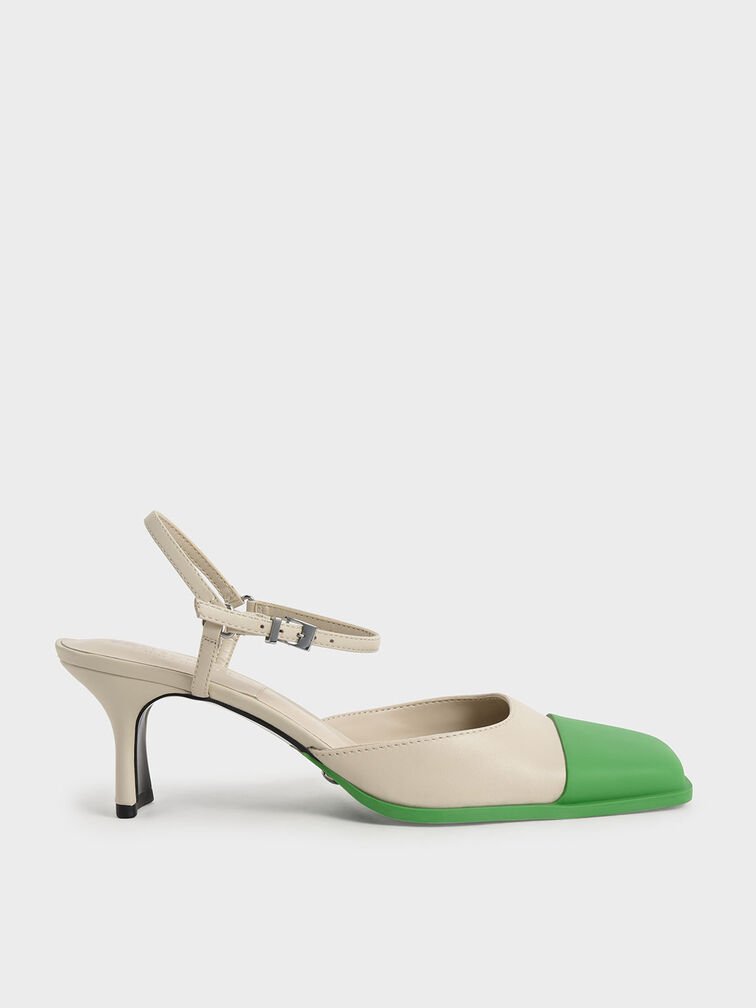 Leather Blade Heel Pumps, Chalk, hi-res