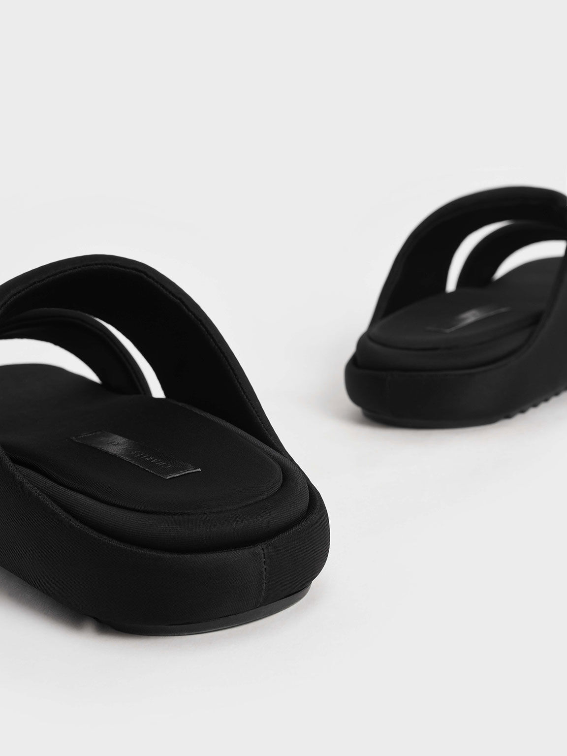 Recycled Polyester Padded Slide Sandals, Black, hi-res